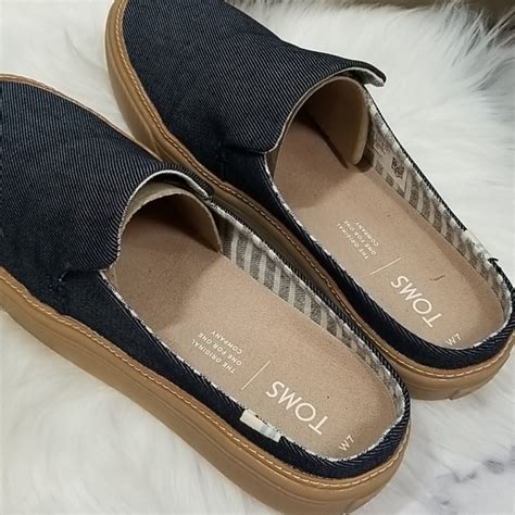 Toms | Shoes | Toms Sunrise Navy Denim Slip Ons | Poshmark