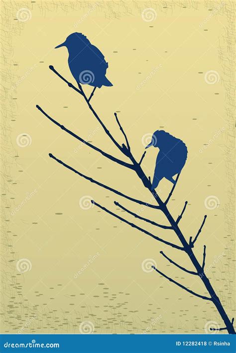 Birds on branch stock vector. Illustration of symbol - 12282418