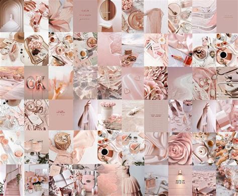 Aesthetic Wall Collage Kit Digital Download for Print / Dusty Pink Rose Gold Pictures Mood Board ...