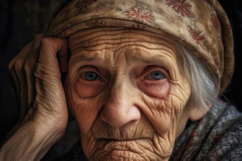 Premium AI Image | An old woman with wrinkles on her face