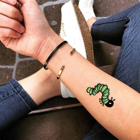 Caterpillar Temporary Fake Tattoo Sticker set of 2 | Etsy