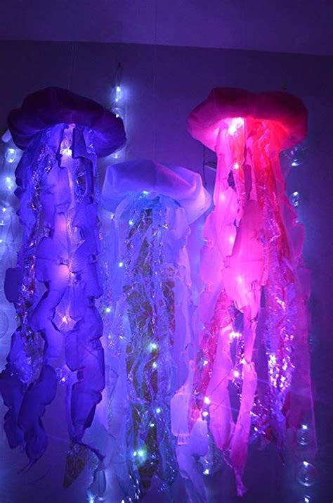 Amazon.com: Light up hanging jellyfish decor with iridescent tentacles: Handmade | Diy jellyfish ...