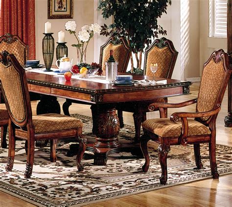 Chateau De Ville Double Pedestal Table 7 Piece Dining Set in Cherry Finish by Acme - 04075