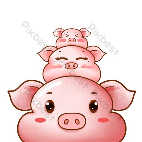 Cartoon Drawing Cute Pig Family Happy New Year PNG Images | PSD Free Download - Pikbest