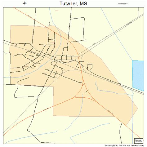 Tutwiler Mississippi Street Map 2875040