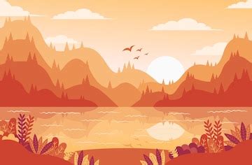 Premium Vector | Landscape vector wallpaper spring or autumn background