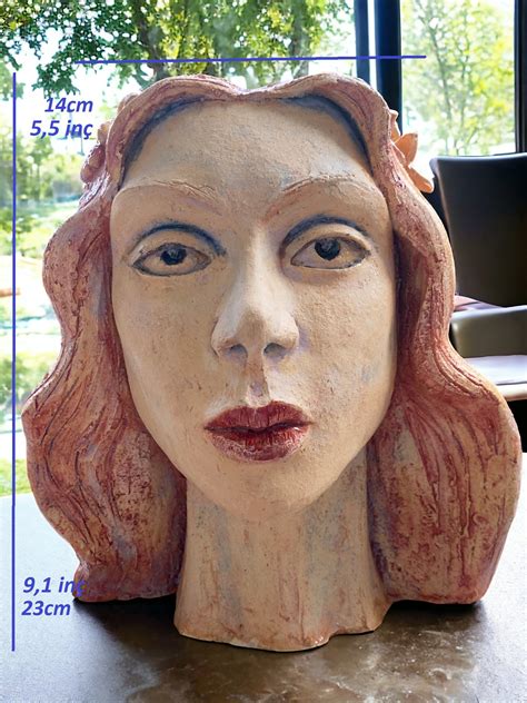 Handmade Ceramic Decorative Female Bust Sculpture Vase, Ceramic Planter ...