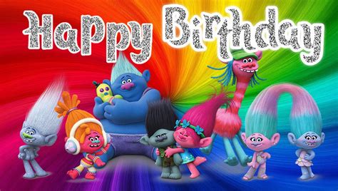 Trolls Party Sign Happy Birthday instant download Small sign | Etsy