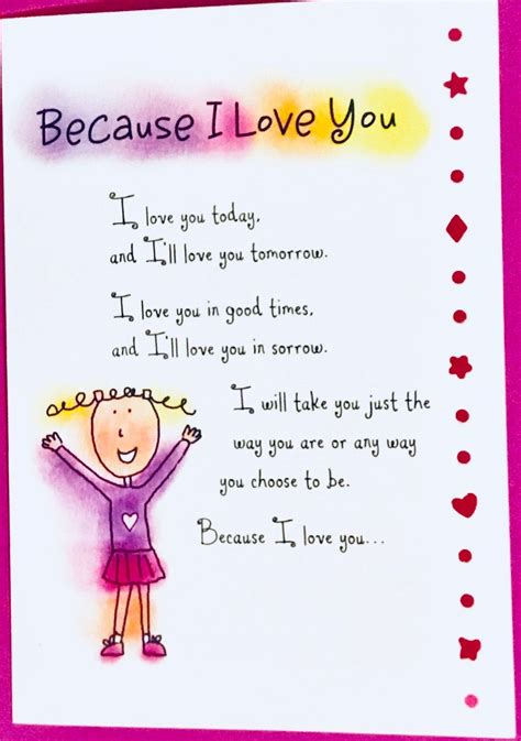 Because I love You Greeting Card, for her, girl, daughter, niece, granddaughter, gift ...