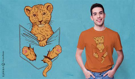 Baby Lion In Shirt Pocket T-shirt Design Vector Download