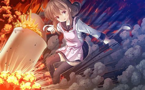 Inazuma, explosion, manga, Kancolle, Kantai Collection, HD wallpaper ...