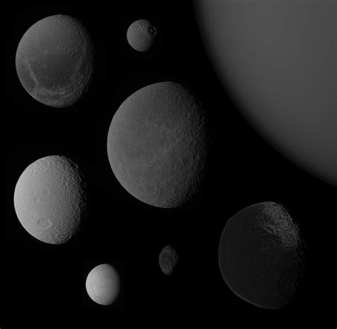 Saturn's moons at a common phase angle and a… | The Planetary Society