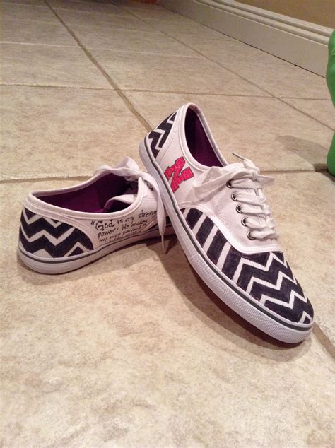 Personalized canvas white tennis shoes with scripture.