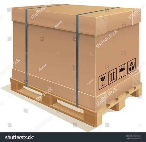 Cardboard Container Wooden Pallet Stock Vector (Royalty Free) 136017044 ...