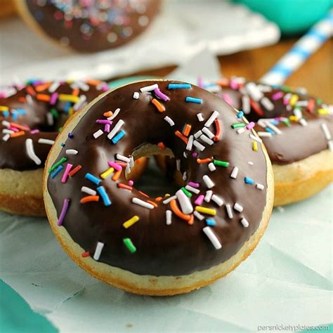 Chocolate Frosted Baked Cake Donuts