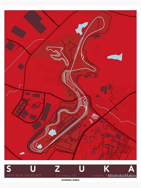 "Suzuka Circuit -- Track Map" Poster for Sale by MoshoboMakes | Redbubble