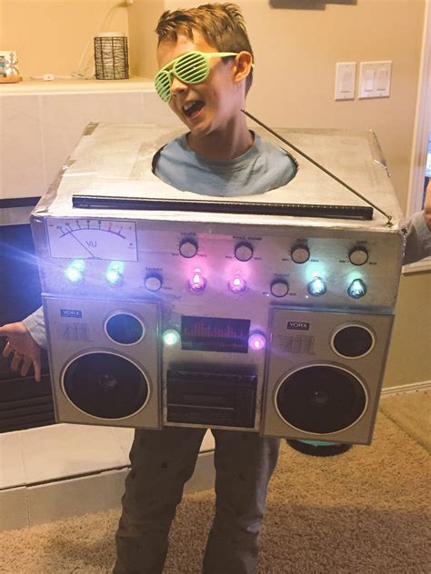 Homemade boom box Halloween costume we made for my son. Took apart old ...