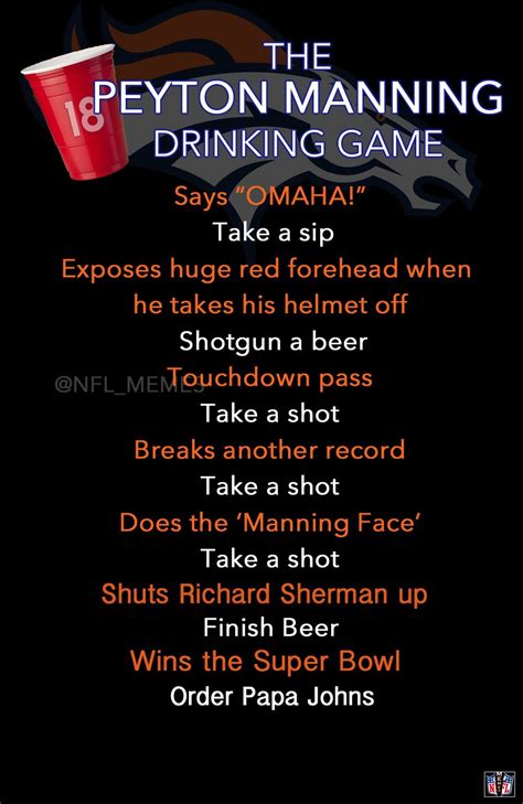 The Official Peyton Manning Super Bowl Drinking Game - Daily Snark