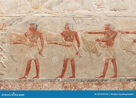 Egyptian Hieroglyphs on the Ancient Pyramids Wall. Stock Image - Image ...