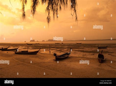 Sunset at the fisherman village, Thailand Stock Photo - Alamy