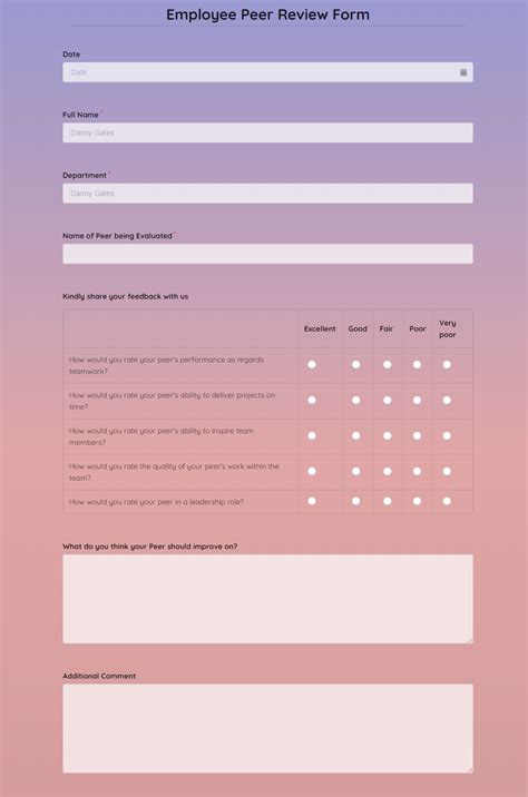 Peer Evaluation Questionnaire