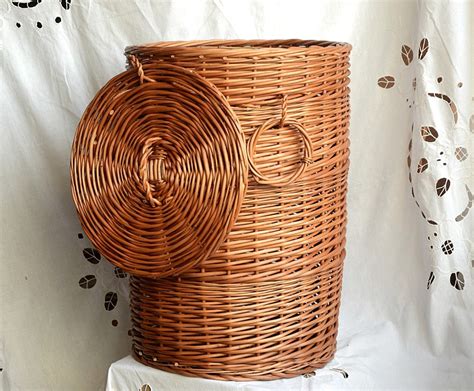 Large Wicker Laundry Basket Round Storage Basket With | Etsy