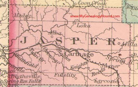 Jasper County, Missouri 1876 Map