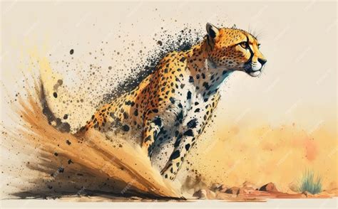 Premium Photo | A watercolor painting of a cheetah running. illustrations for kids cartoon style ...