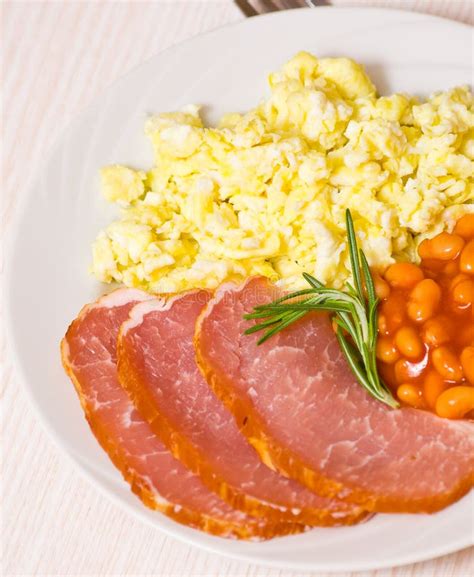 Breakfast with Eggs, Beans and Meat Stock Photo - Image of breakfast, dinner: 39655898