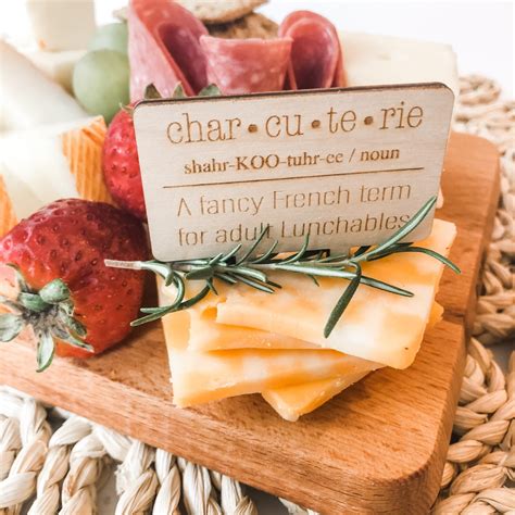 Fun Charcuterie Cheese Board Food Toppers Wooden Sayings Sign | Etsy