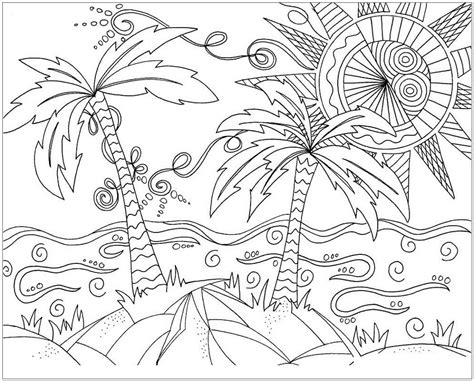 Beautiful Beach Coloring Page - Free Printable Coloring Pages for Kids