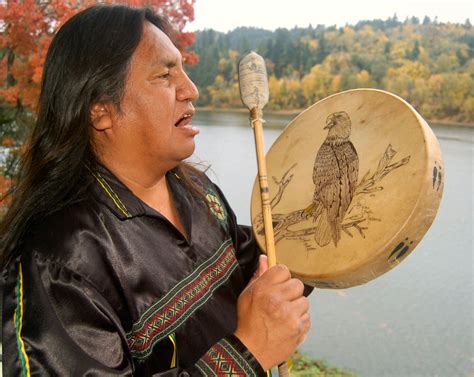 Kona Foster Kalama with his drum singing to the autumn spirits. | Native american music, Native ...