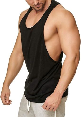 Muscle Shirt Men's Tank Top with Low Cut Armholes Black - Black - X-Large : Amazon.co.uk: Clothing