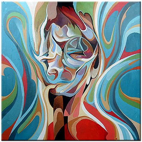 Confused Face modern abstract schilderij 100x100cm – Bestpaintings.nl