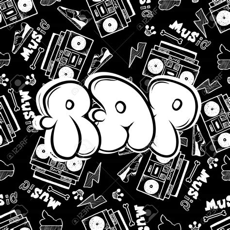 rap hip hop music party illustration in graffiti style, lettering logo, vector.Typography for ...