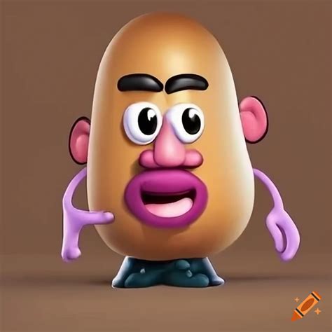 Cartoon illustration of bald mr. potato on Craiyon