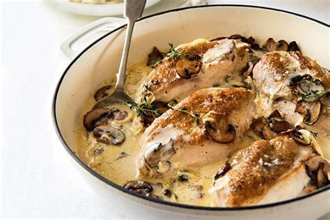 Chicken with cream sauce and mushrooms