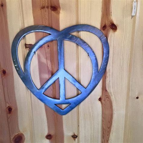 Peace sign Heart metal | Etsy | Peace sign wall art, Boho wall art, Wall signs