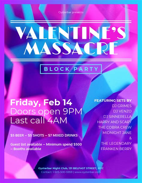 Valentine's Massacre Block Party Flyer Template - Venngage