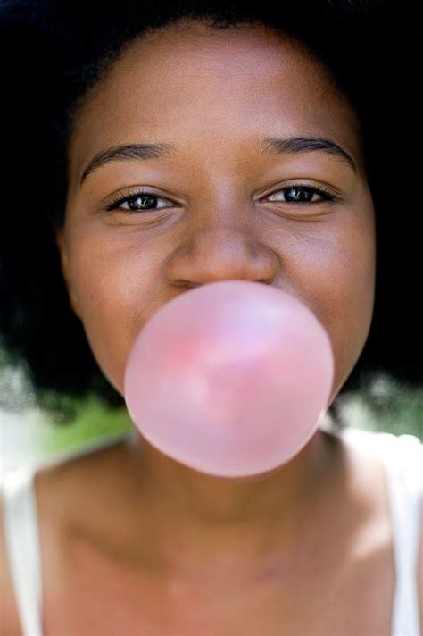 Girl Blowing Bubblegum Photograph by Ian Hooton/science Photo Library | Pixels