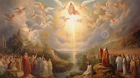 Jesus Ascending Into Heaven With Angels Around Him Background, Pictures ...