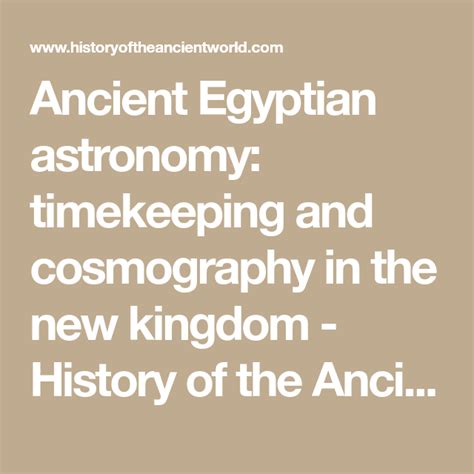 Ancient Egyptian astronomy: timekeeping and cosmography in the new kingdom - History of the ...