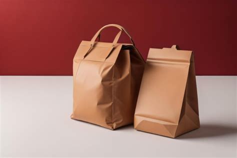 Premium AI Image | Two brown paper bags with handles from the brand's ...