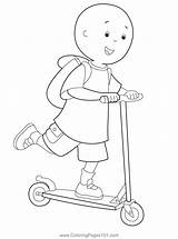 Caillou Playing With Mini Skate Scooter Coloring Page For Kids  Free sketch template