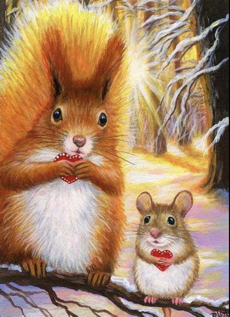 Pin by Sherry Rymer on Animais | Cute animals, Winter forest painting, Squirrel