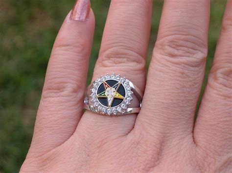 Order of the Eastern Star Clear CZ Stone Black Onyx Rhodium Lady Ring Size 8 | eBay in 2021 ...