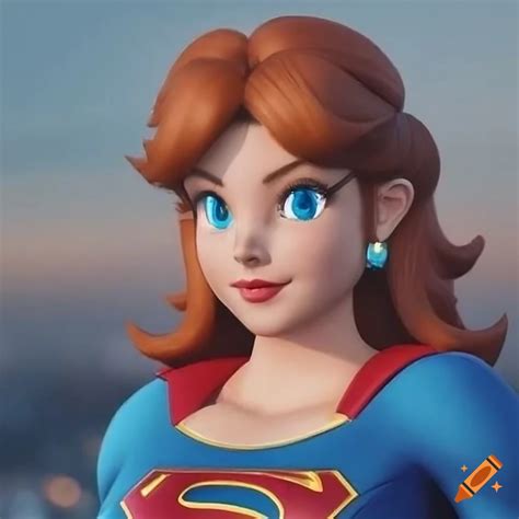 Princess daisy dressed as supergirl on a rooftop on Craiyon