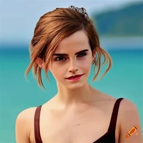 Emma watson at the beach on Craiyon