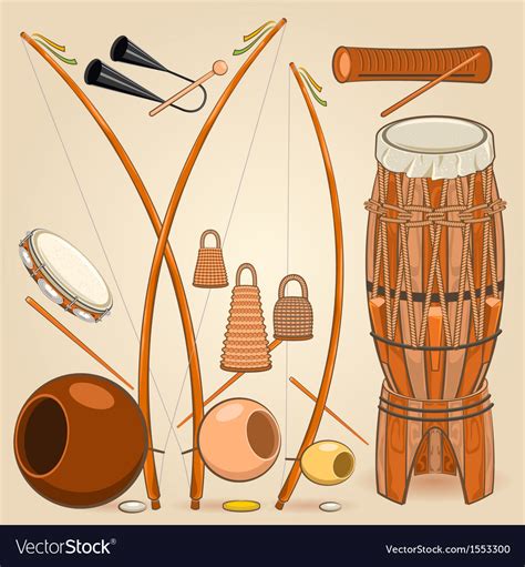 Brazilian capoeira music instruments Royalty Free Vector