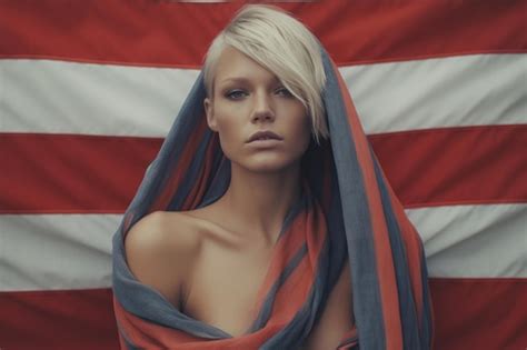Premium AI Image | Woman wrapped in usa flag 4th july concept juneteenth
